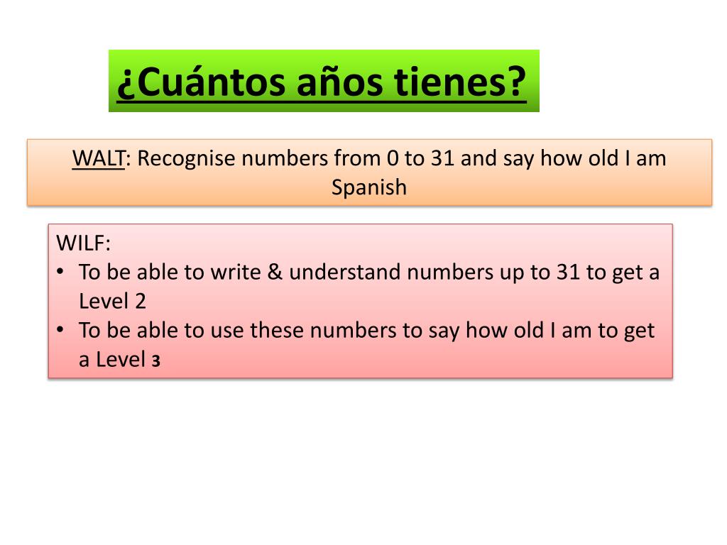 PPT - WALT : Recognise numbers from 26 to 26 and say how old I am
