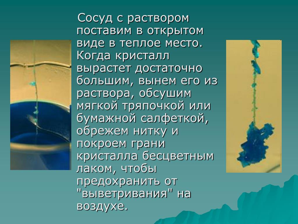 Выращивание кристаллов проект 10 класс