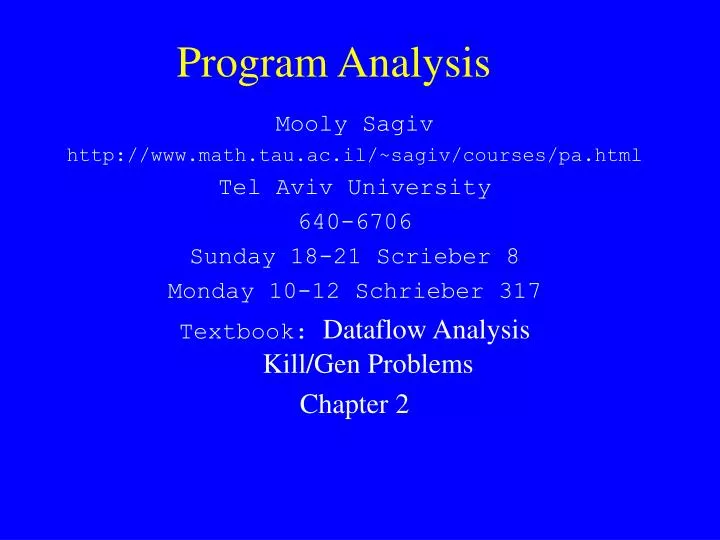 PPT - Program Analysis PowerPoint Presentation, free download - ID:4469288