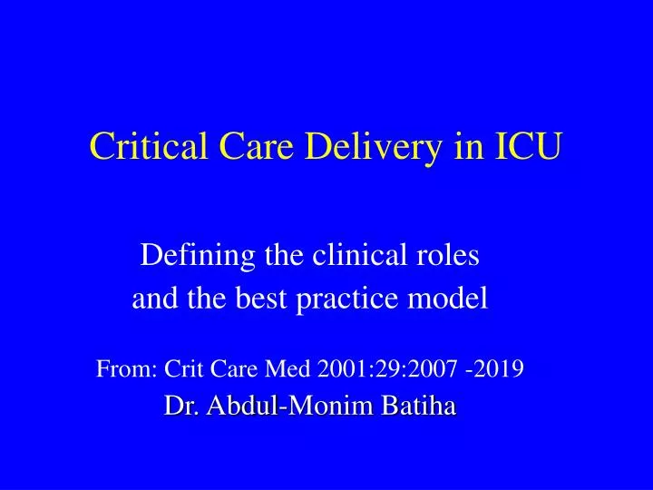 critical care delivery in icu n.