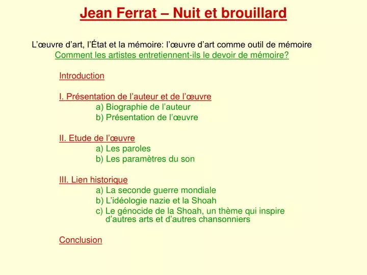 PPT - Jean Ferrat – Nuit et brouillard PowerPoint Presentation, free  download - ID:4471704