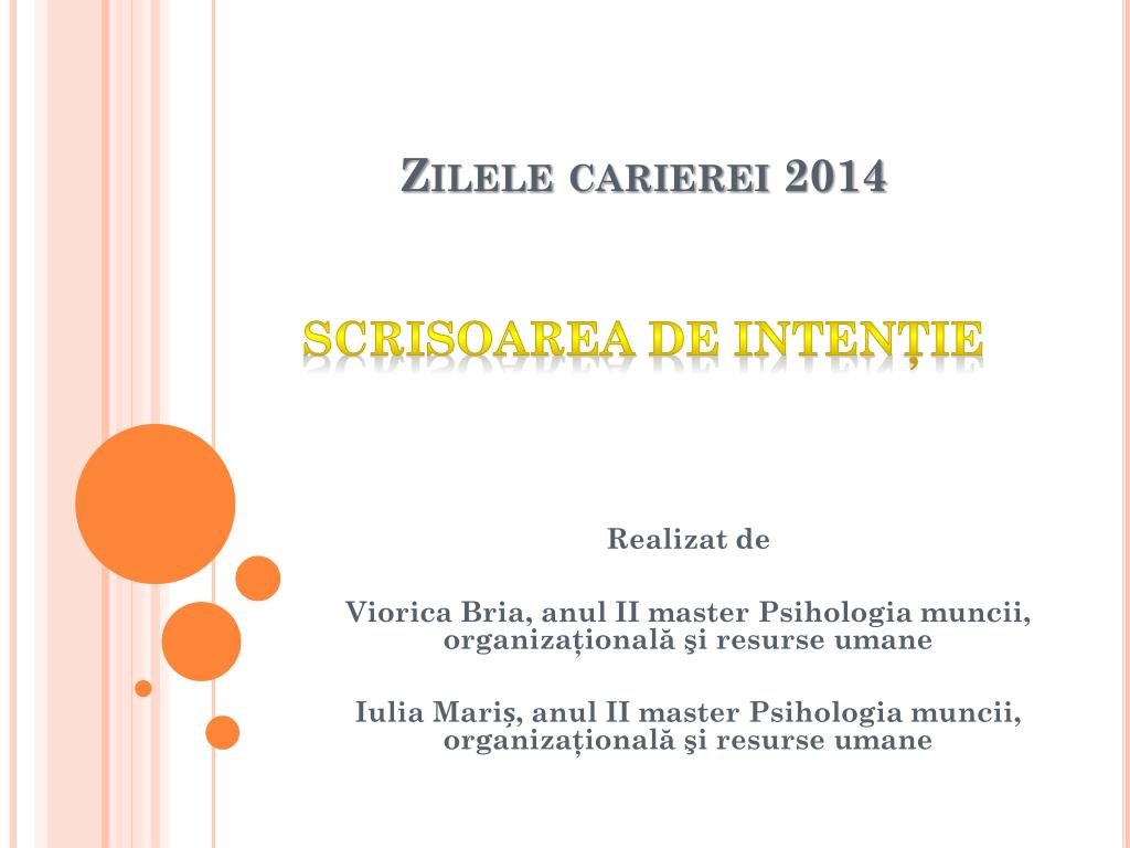 Ppt Zilele Carierei 2014 Scrisoare A De Inten ţie Powerpoint