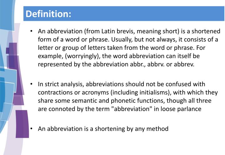 ppt review development of a regional abbreviation policy shortened form of a word