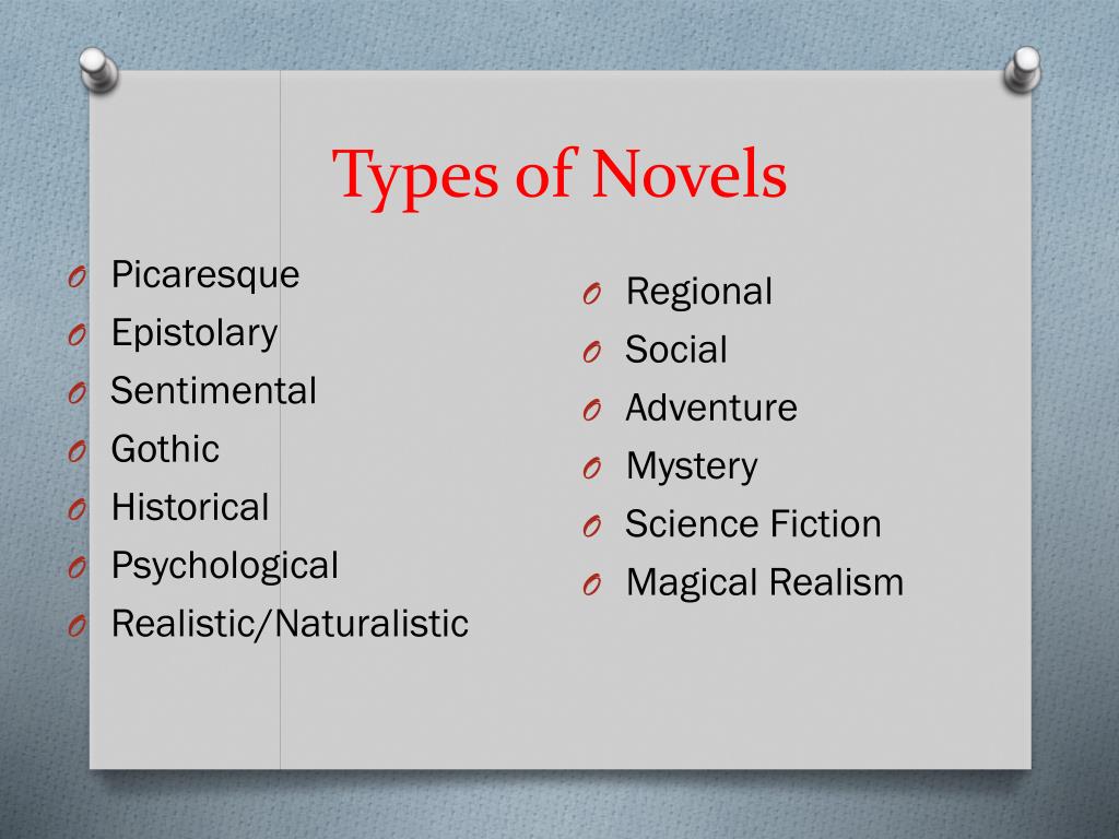write an essay on the different types of novels