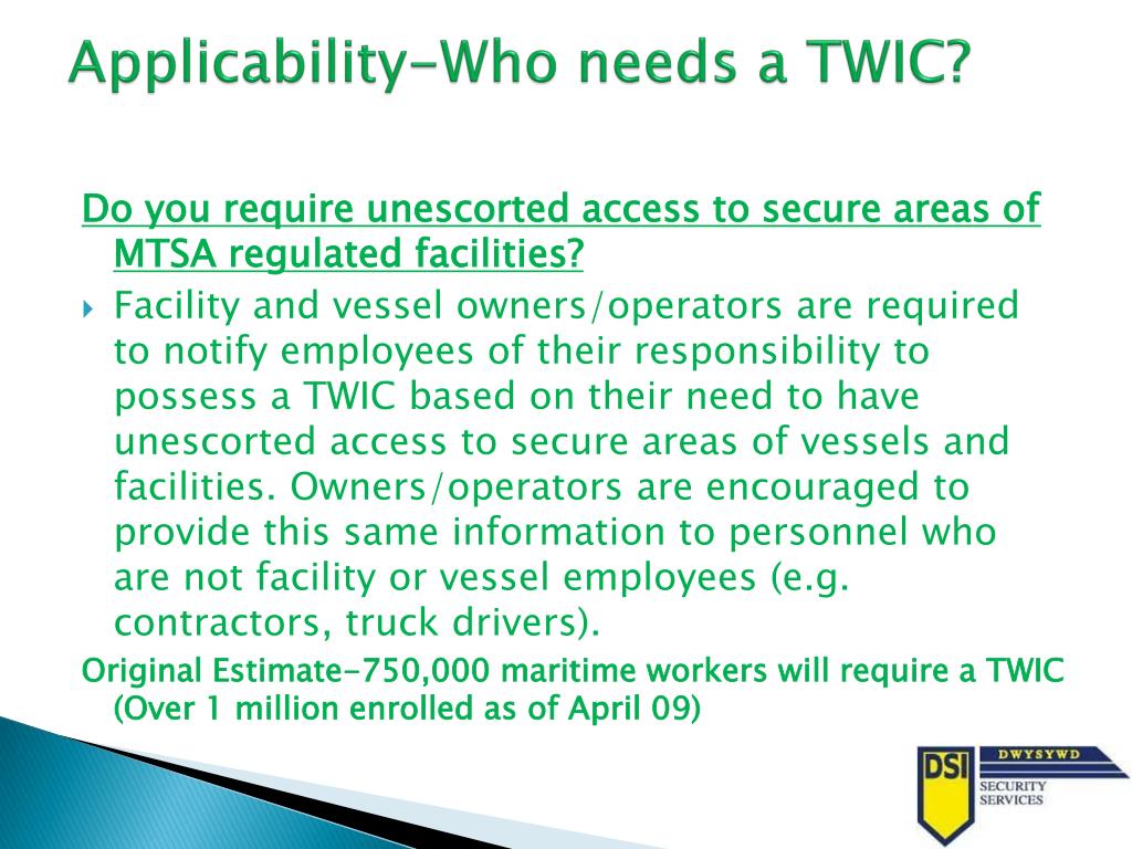 PPT - Transportation Worker Identification Credential (TWIC) PowerPoint Presentation - ID:4474879