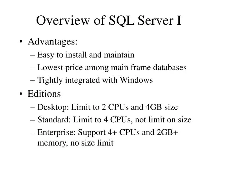 PPT - Overview of SQL Server I PowerPoint Presentation, free download ...