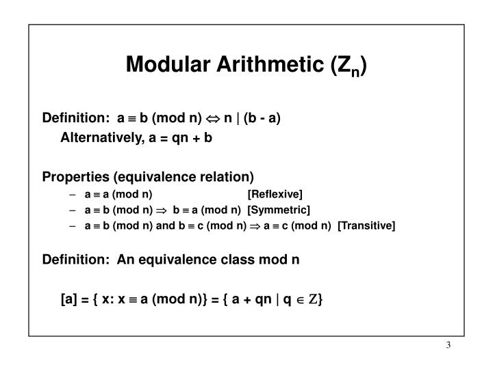 PPT - Applied Symbolic Computation (CS 300) Modular Arithmetic And The ...