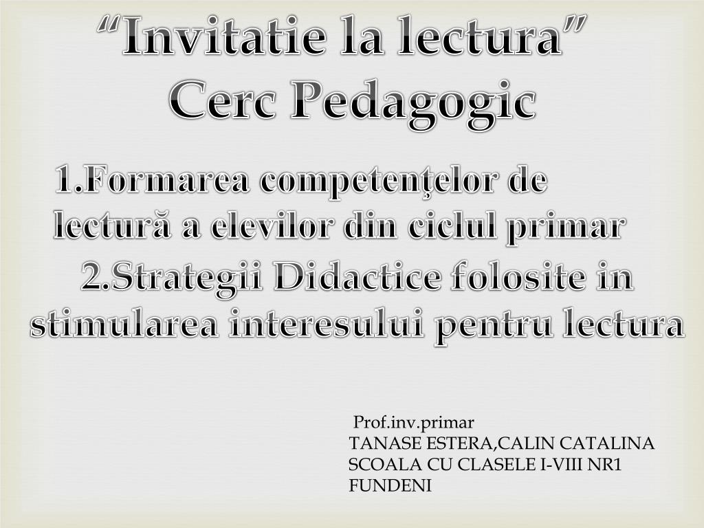 PPT - “ Invitatie la lectura ” PowerPoint Presentation, free download -  ID:4481258