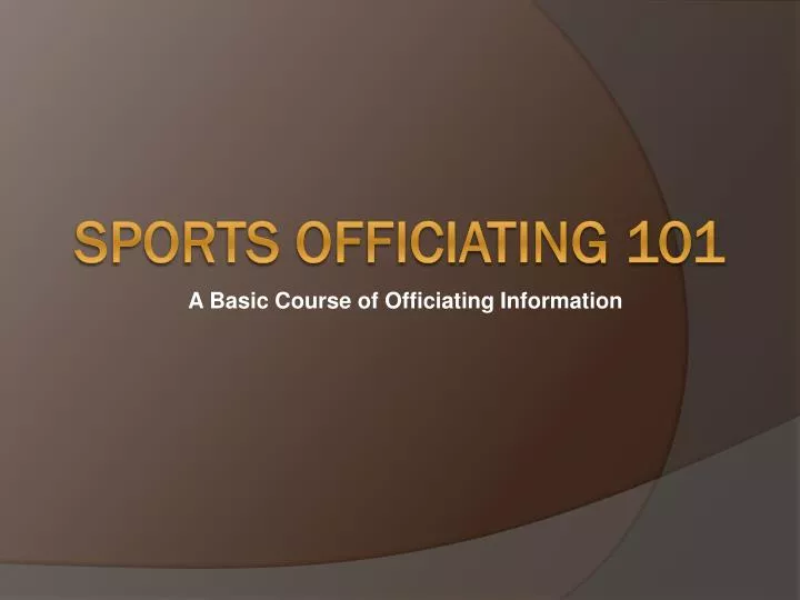 a basic course of officiating information n.