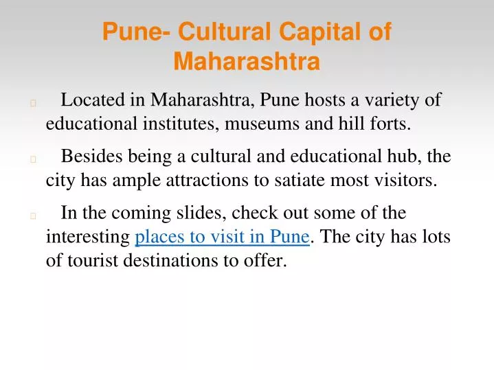 pune cultural capital of maharashtra n.
