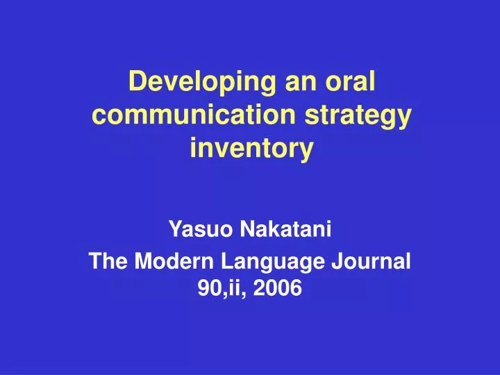 developing an oral communication strategy inventory n.