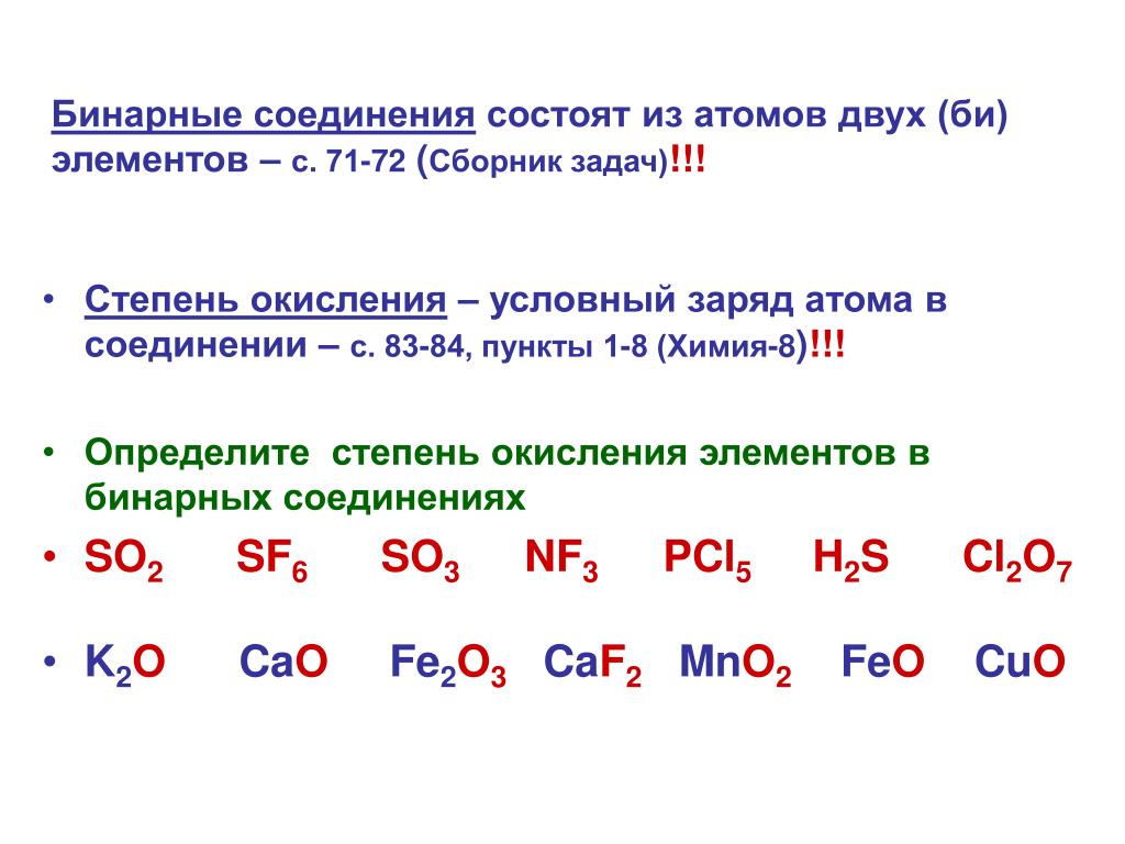 Определите бинарное соединение. Задание 1. определите степени окисления элементов в соединениях:. Названия химических элементов в бинарных соединениях. Степень химического окисления 8 класс формула. Определить степень окисления элементов по формуле.