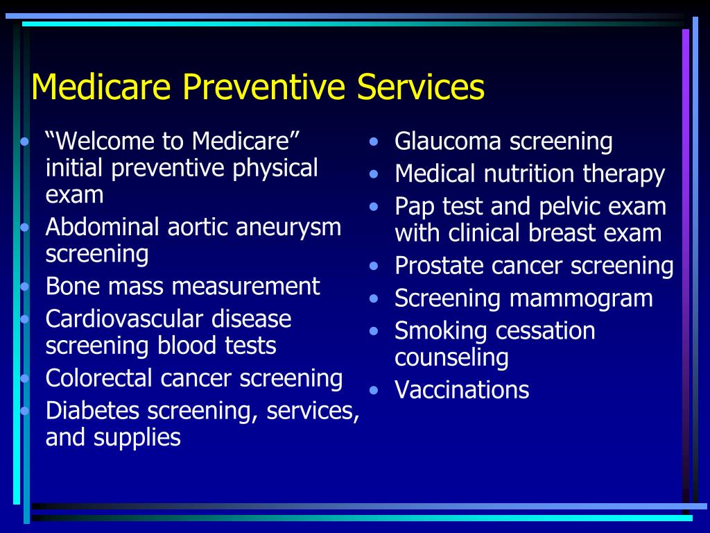 PPT Medicare Preventive Services PowerPoint Presentation, free