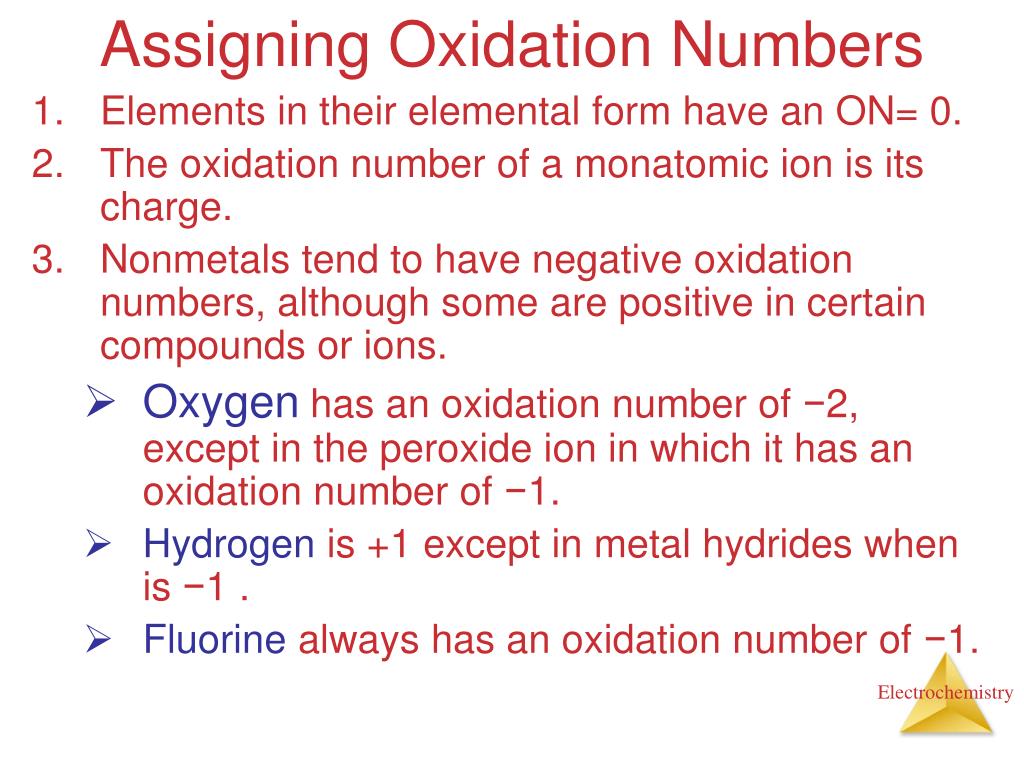 assigning oxidation numbers notes