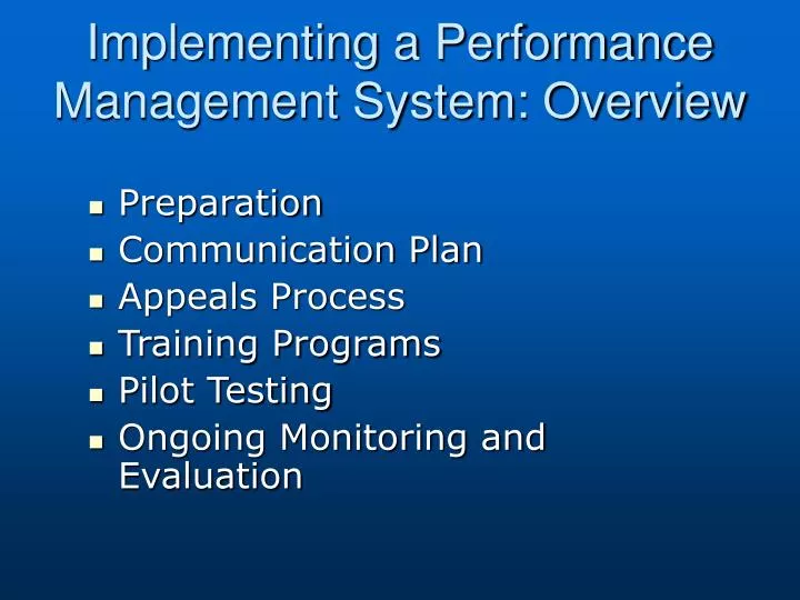 how to implement a performance management system