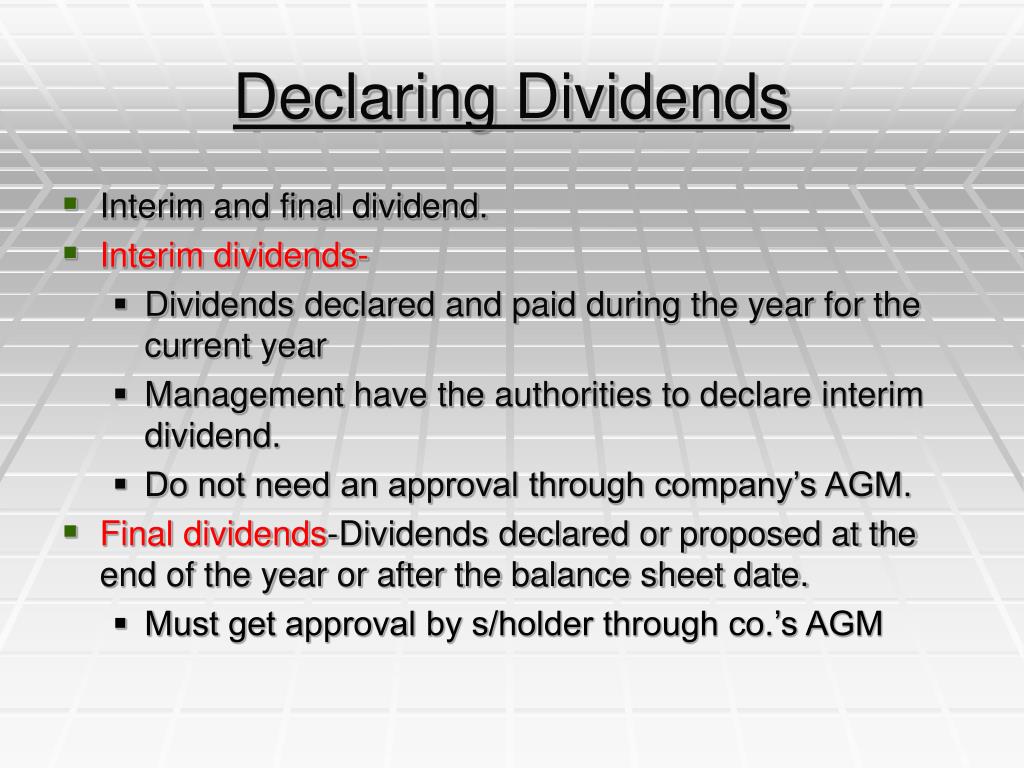 dividend presentation on financial statements