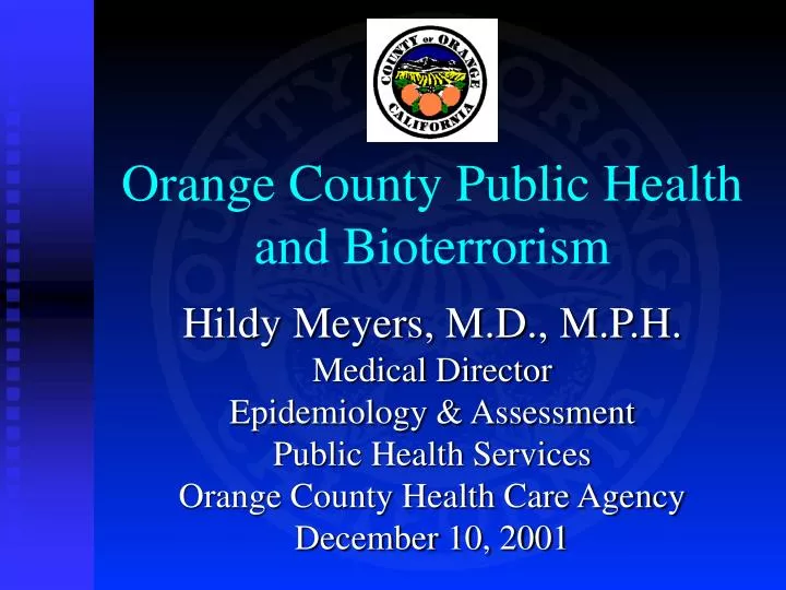 orange county public health and bioterrorism n.