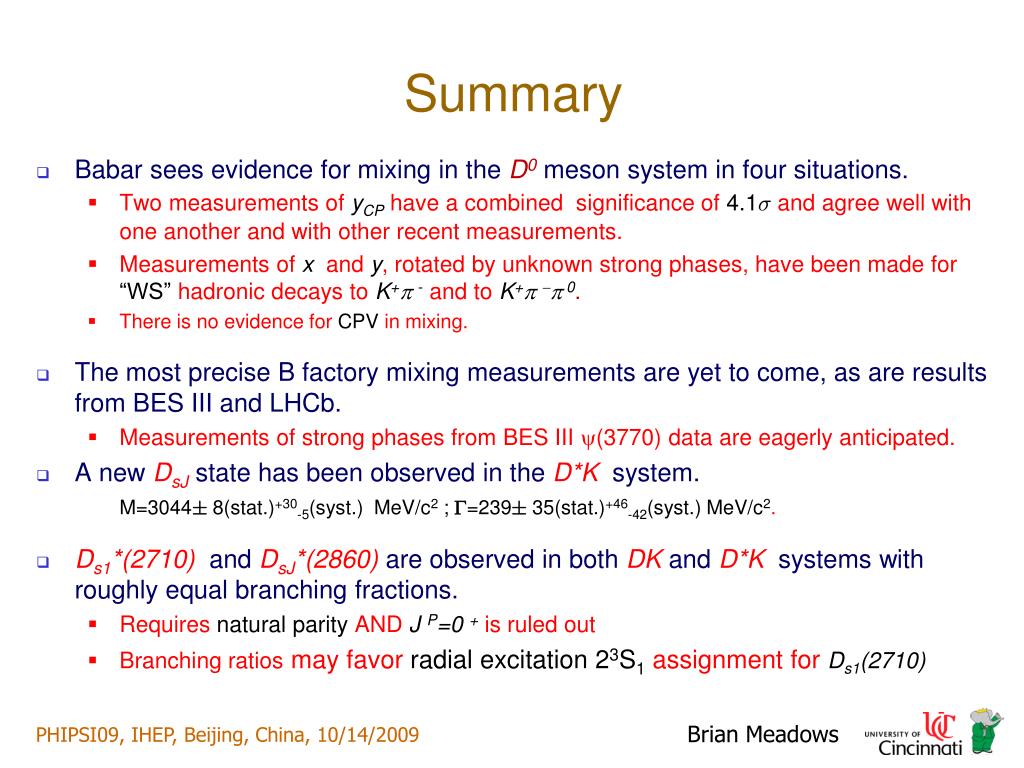 Ppt D 0 D 0 Mixing And Other Charm Results From Babar Powerpoint Presentation Id