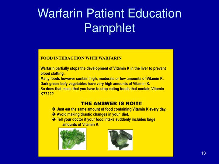 PPT Warfarin and Dietary Interactions Developing a Food and Drug