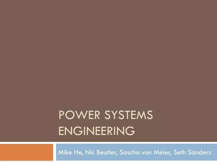 power systems engineering n.