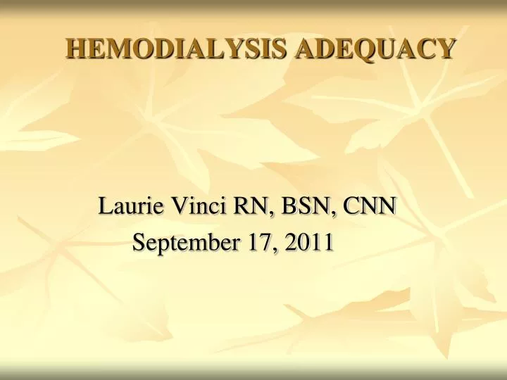 hemodialysis adequacy n.