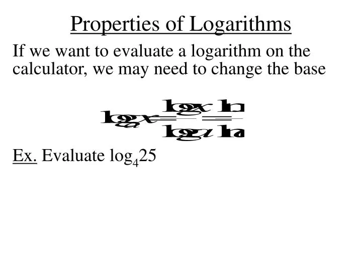 properties of logarithms n.