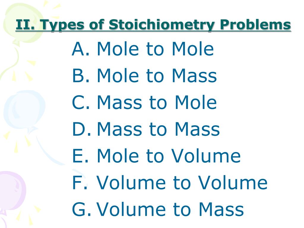 stoichiometry problems types