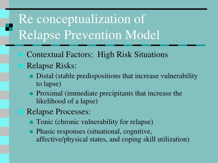 maintenance and relapse prevention Chapter 9 outlines the final session of the treatment program, which includes reviewing progress that has been made, maintenance of gains, and relapse prevention. maintenance and relapse prevention Chapter 9 outlines the final session of the treatment program, which includes reviewing progress that has been made, maintenance of gains, and relapse prevention.