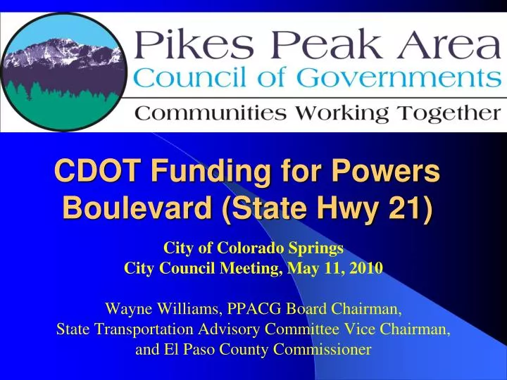 cdot funding for powers boulevard state hwy 21 n.