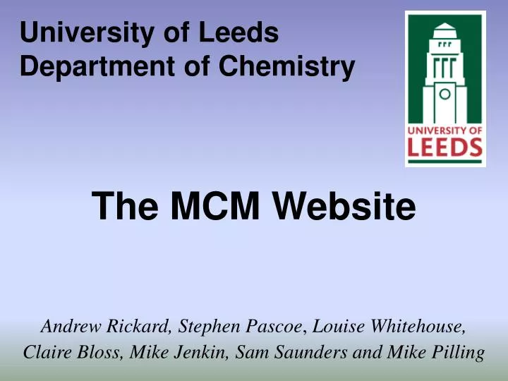 PPT University of Leeds Department of Chemistry PowerPoint