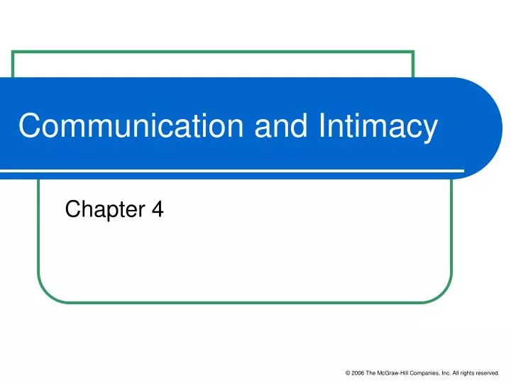 communication and intimacy n.