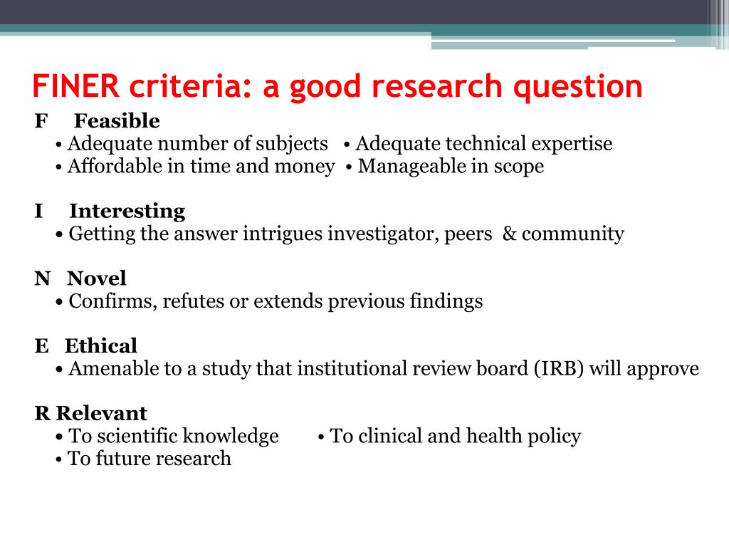 research questions criteria