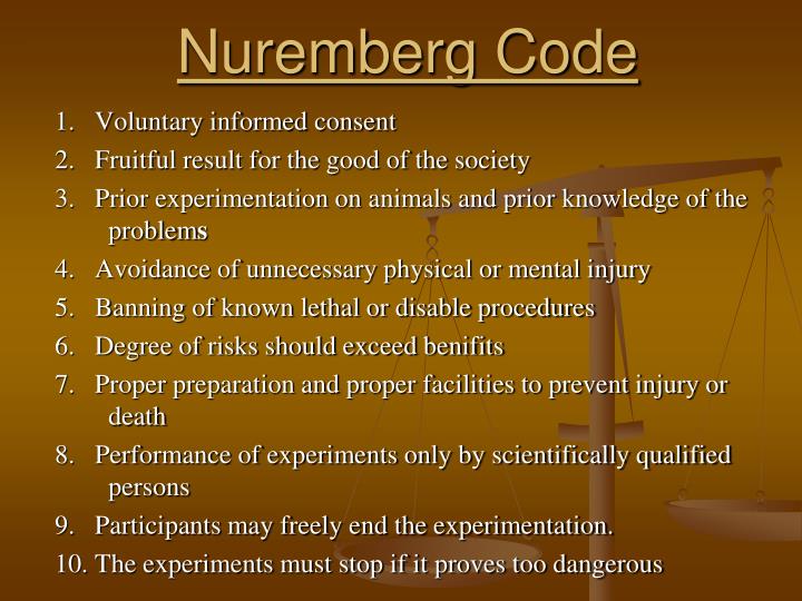 Ethical Standards: The Nuremberg Code | csi-sigegov.org