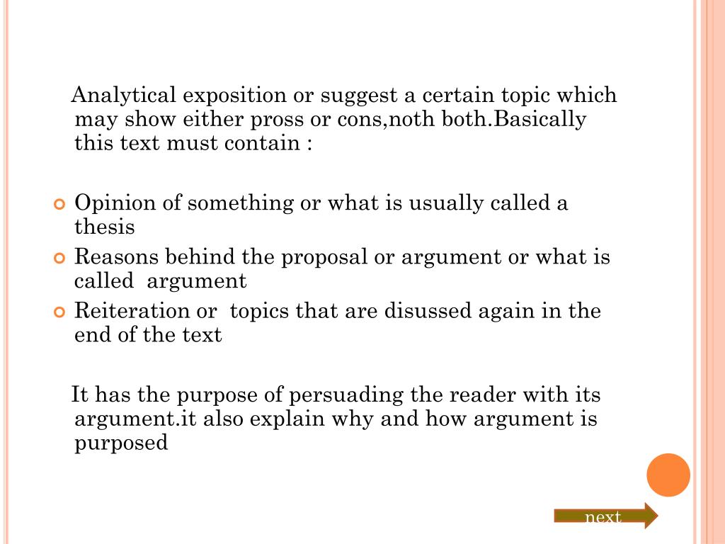 analytical exposition thesis argument reiteration