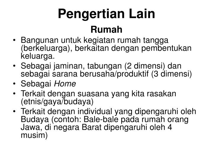 PPT - Pengertian Rumah dan Permukiman PowerPoint 