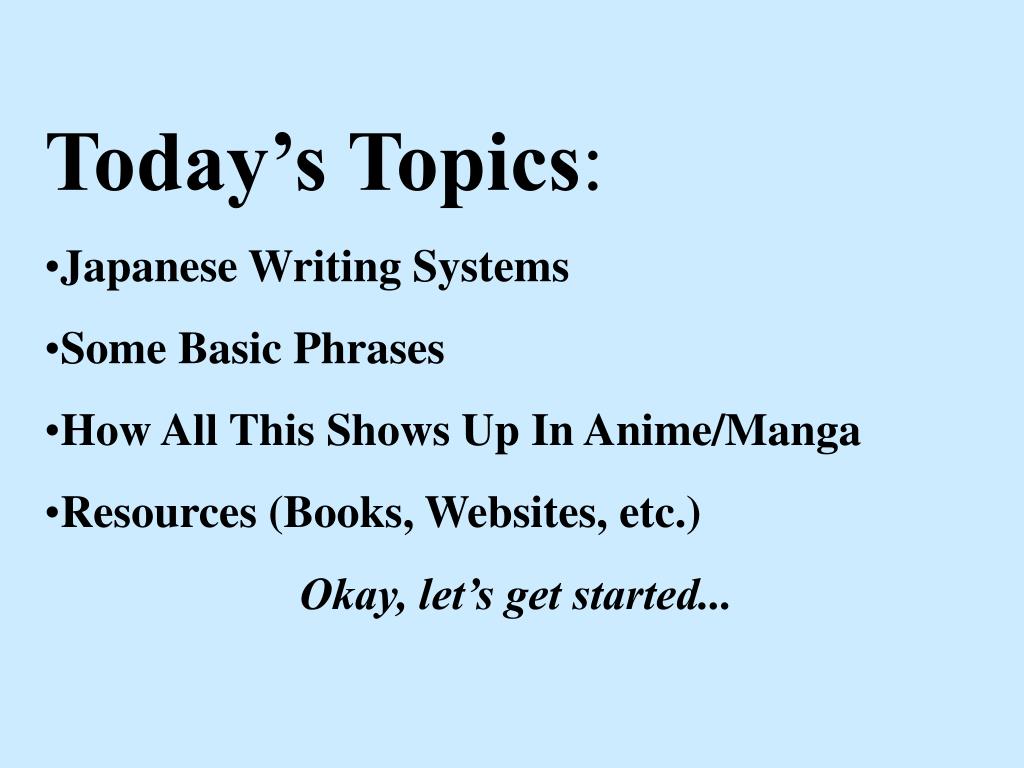 PPT - Basic Japanese For Anime And Manga PowerPoint Presentation, free  download - ID:4515795