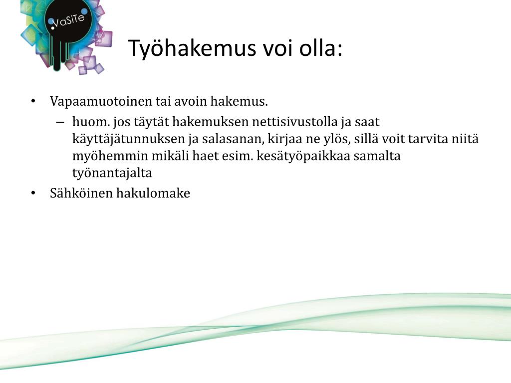 PPT - TYÖHAKEMUS PowerPoint Presentation, free download - ID:4516337