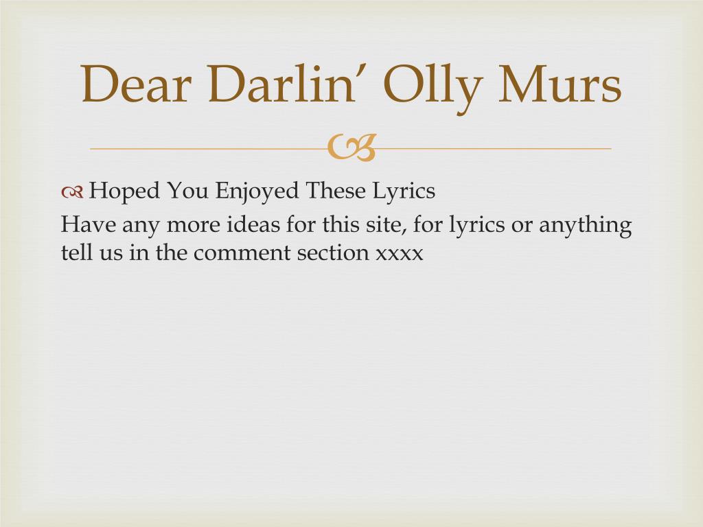 Olly Murs – Dear Darlin' Lyrics