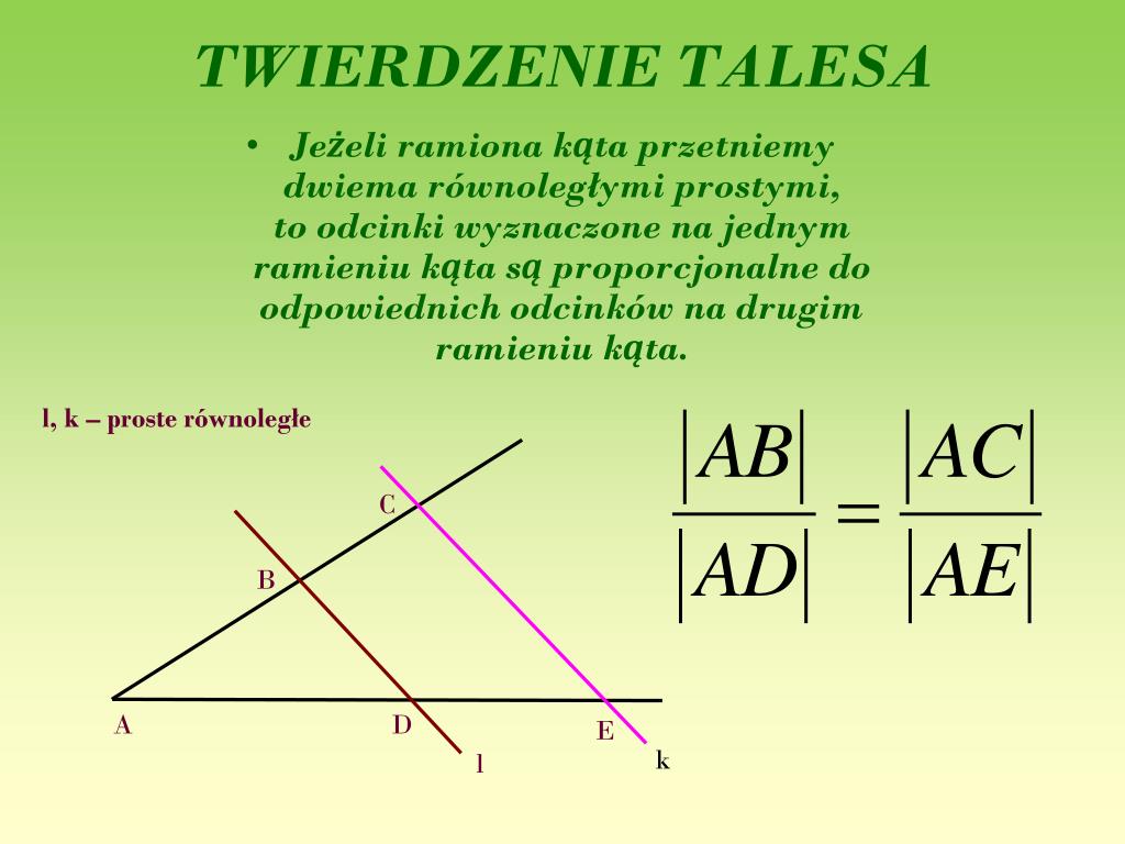 Twierdzenie Odwrotne Do Twierdzenia Talesa PPT - TWIERDZENIE TALESA PowerPoint Presentation, free download - ID