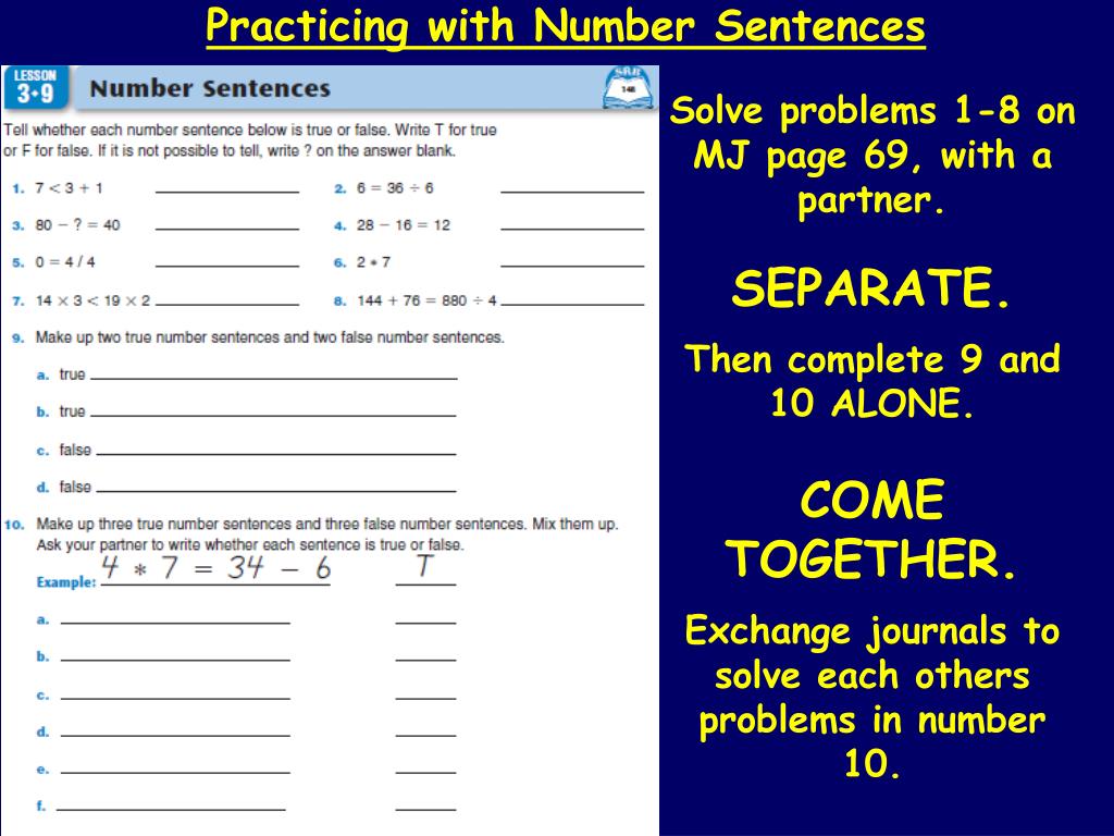 PPT - 23.23 True or False Number Sentences PowerPoint Presentation