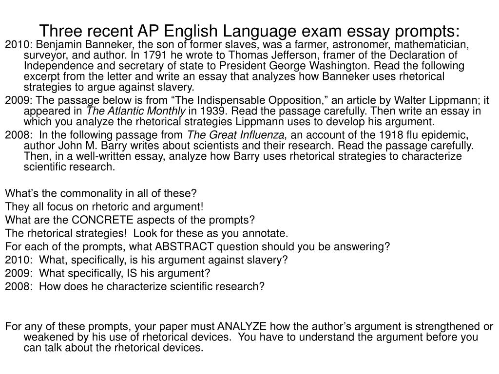 ap language released essay prompts