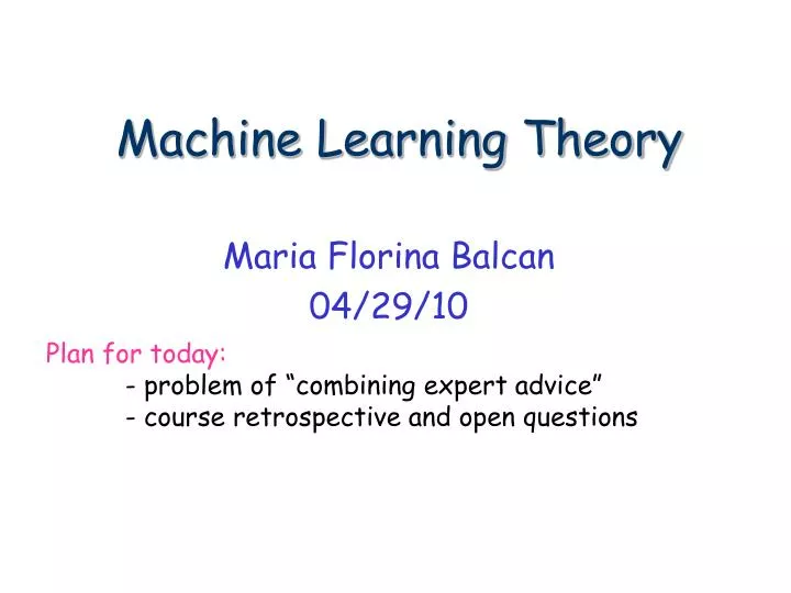 Machine Learning Chapter 7. Computational Learning Theory Tom M. Mitchell.  - ppt download