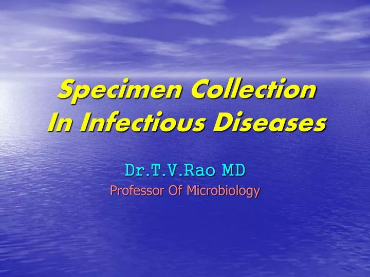 specimen collection in infectious diseases n.