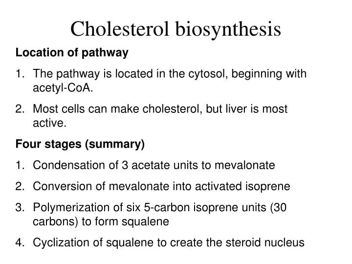 cholesterol biosynthesis n.