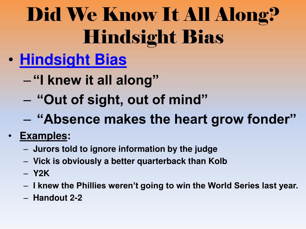 hindsight bias psychology