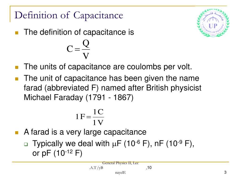 PPT Lecture 10 Capacitance and capacitors PowerPoint Presentation