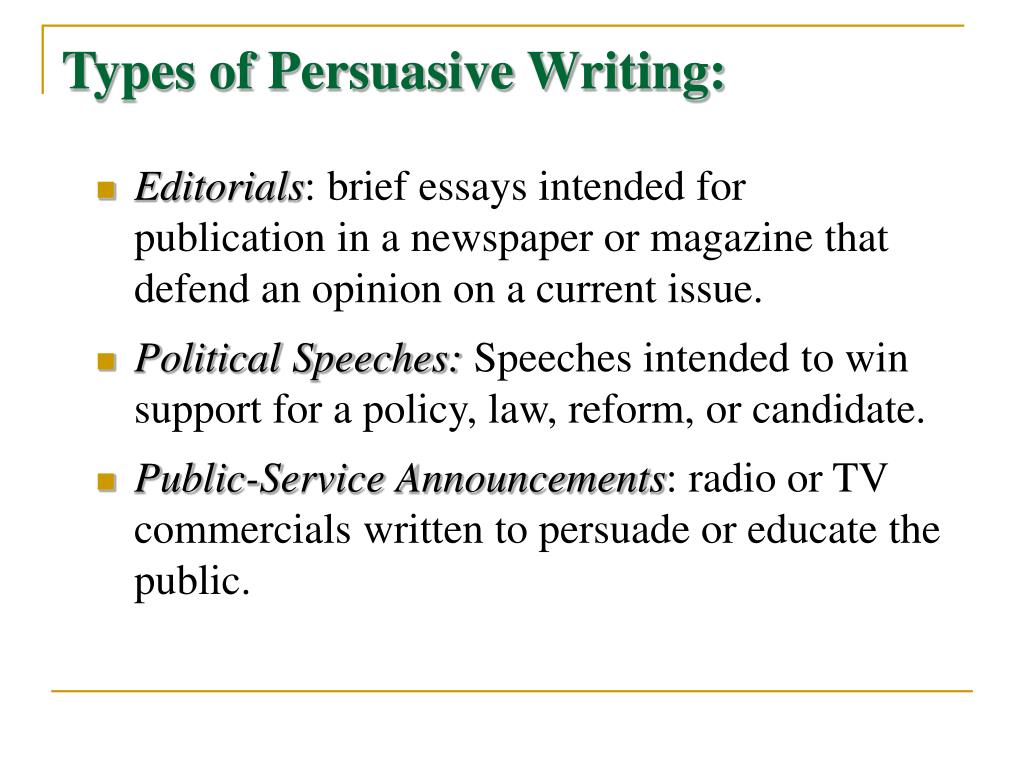 3 characteristics of persuasive essay