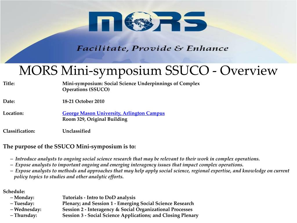 PPT MORS Minisymposium SSUCO Overview PowerPoint Presentation