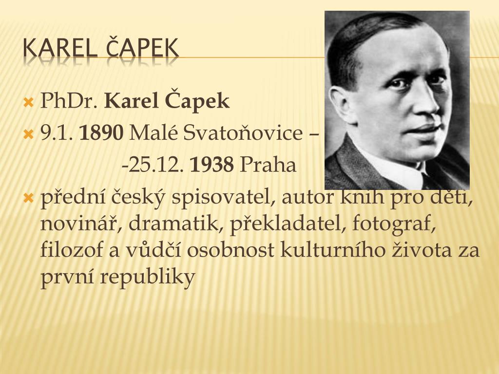 PPT - Karel Čapek PowerPoint Presentation, free download - ID:4545324
