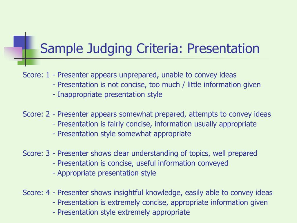 criteria for judging a powerpoint presentation
